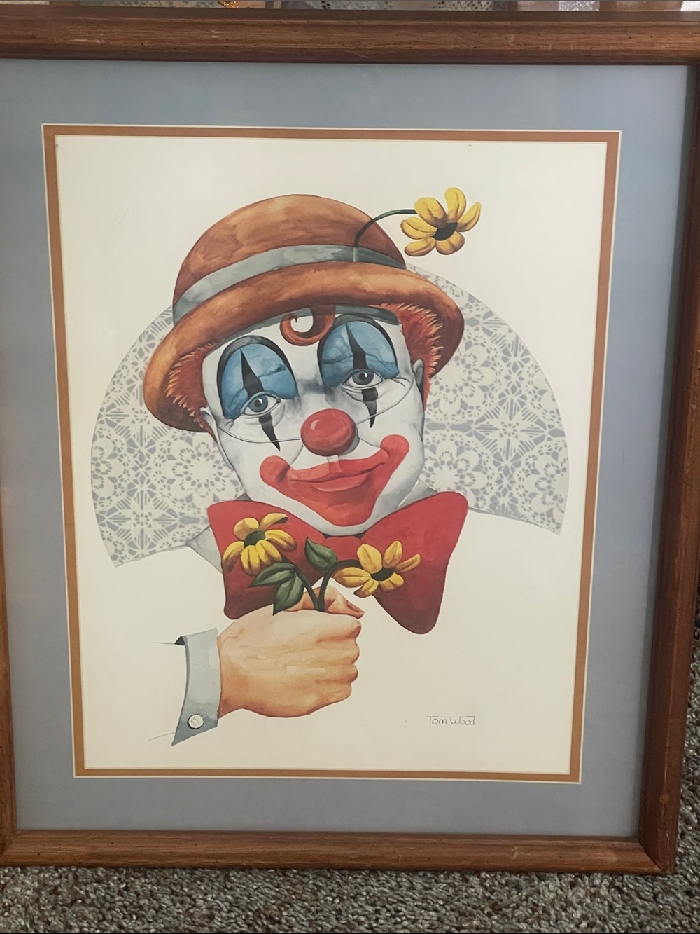 Framed Clown Print by Tom Wood